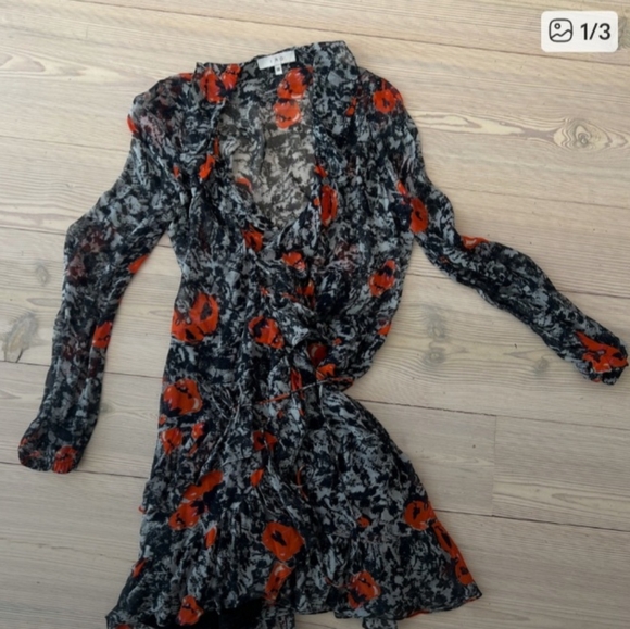 IRO Black and Red Floral Mini Dress - Picture 1 of 3